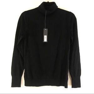 NWT Black Cotton and Cashmere Turtleneck